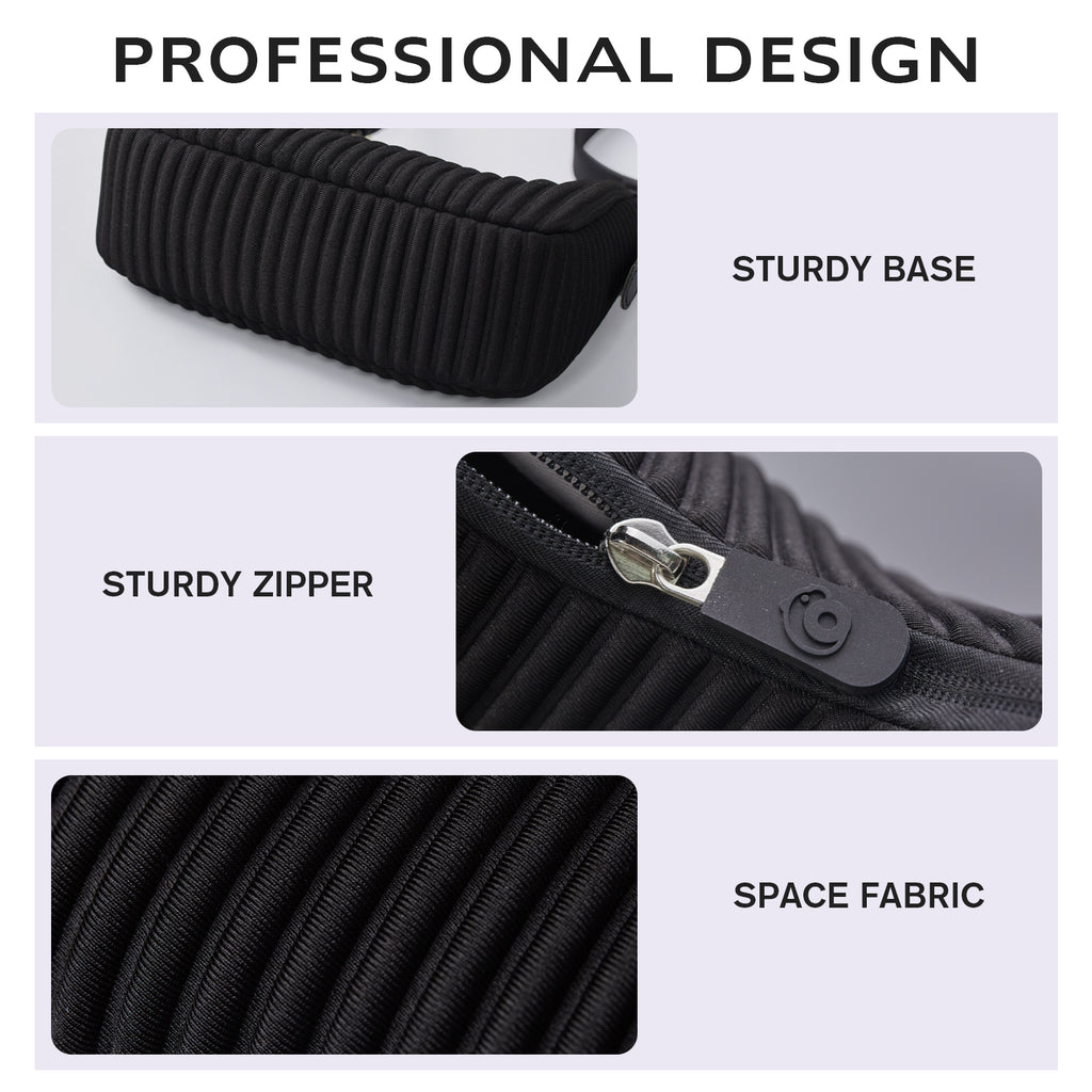 NOHOO Wholesale Vertical Pleated Crescent Bags Black Textured Crossbody Bags Custom Logo Accepted for Boutiques