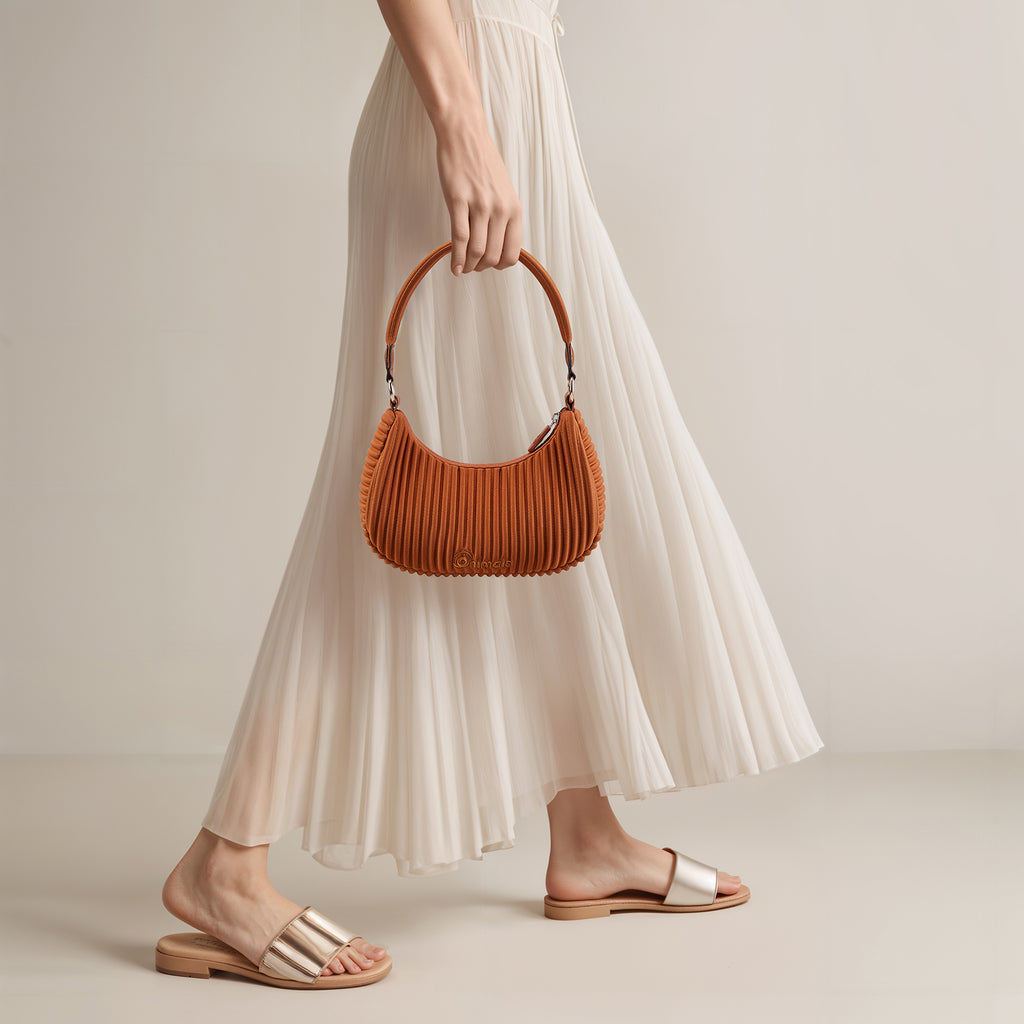 Onimals Fashion Women's Crescent Bag Vertical Pleated Texture Padded Handle Shoulder Bag Custom Logo Accepted