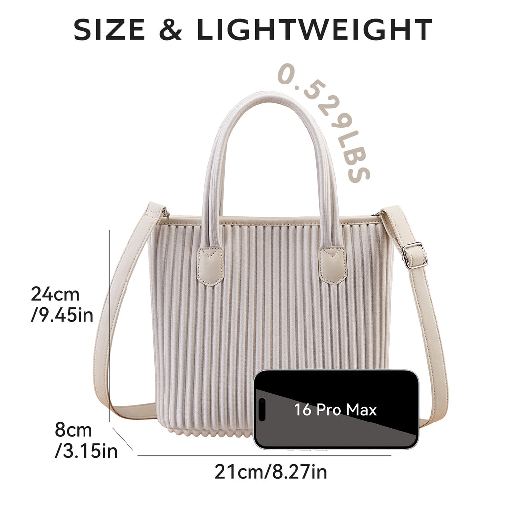 ONIMALS Fashion Women's Mini Tote Bag Vertical Pleated Texture with Detachable Shoulder Strap Multi-Color Available