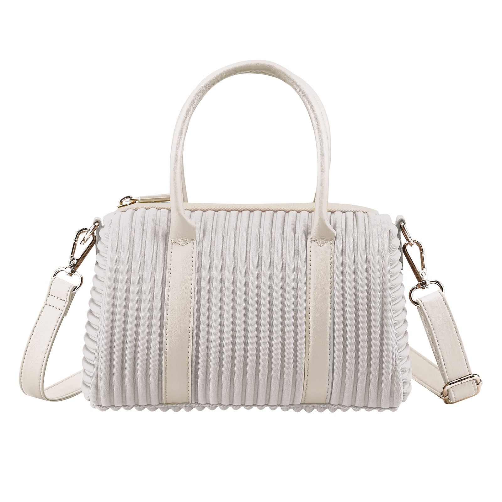 ONIMALS Fashion Women's Boston Bag Vertical Pleated Texture with Detachable Shoulder Strap Multi-Color