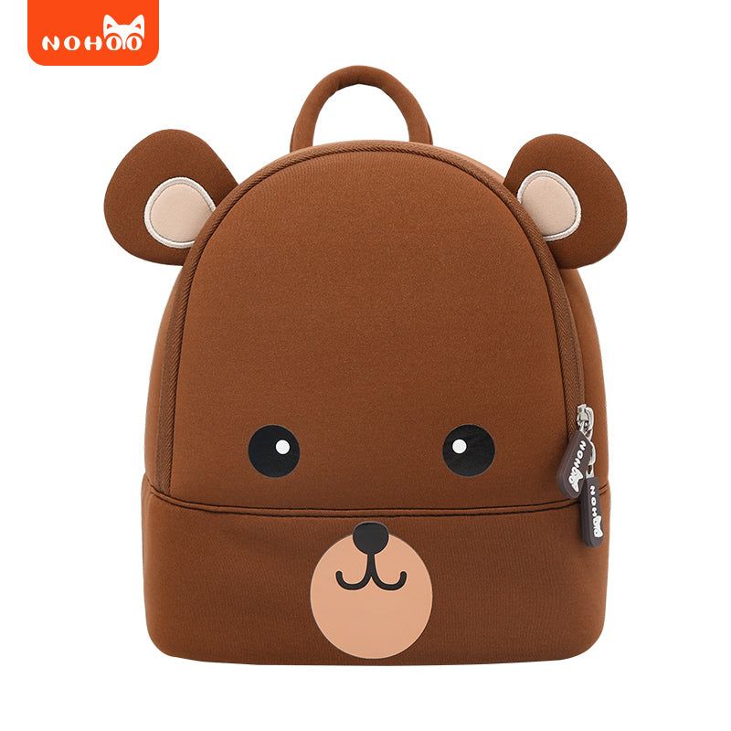 NOHOO Brown Bear Backpack Toddler Schoolbag for Kids Cartoon Kindergarten Schoolbag for Toddler Boys and Girls Kids