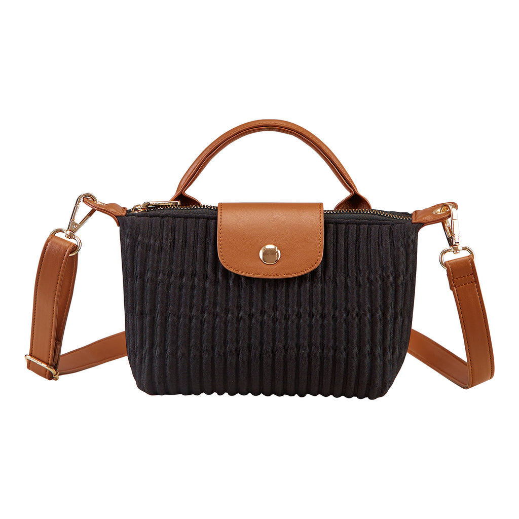 ONIMALS New Arrival Pleated Crossbody Bag Solid Brown Fashion Handbag with Secure Zipper Women's Accessory
