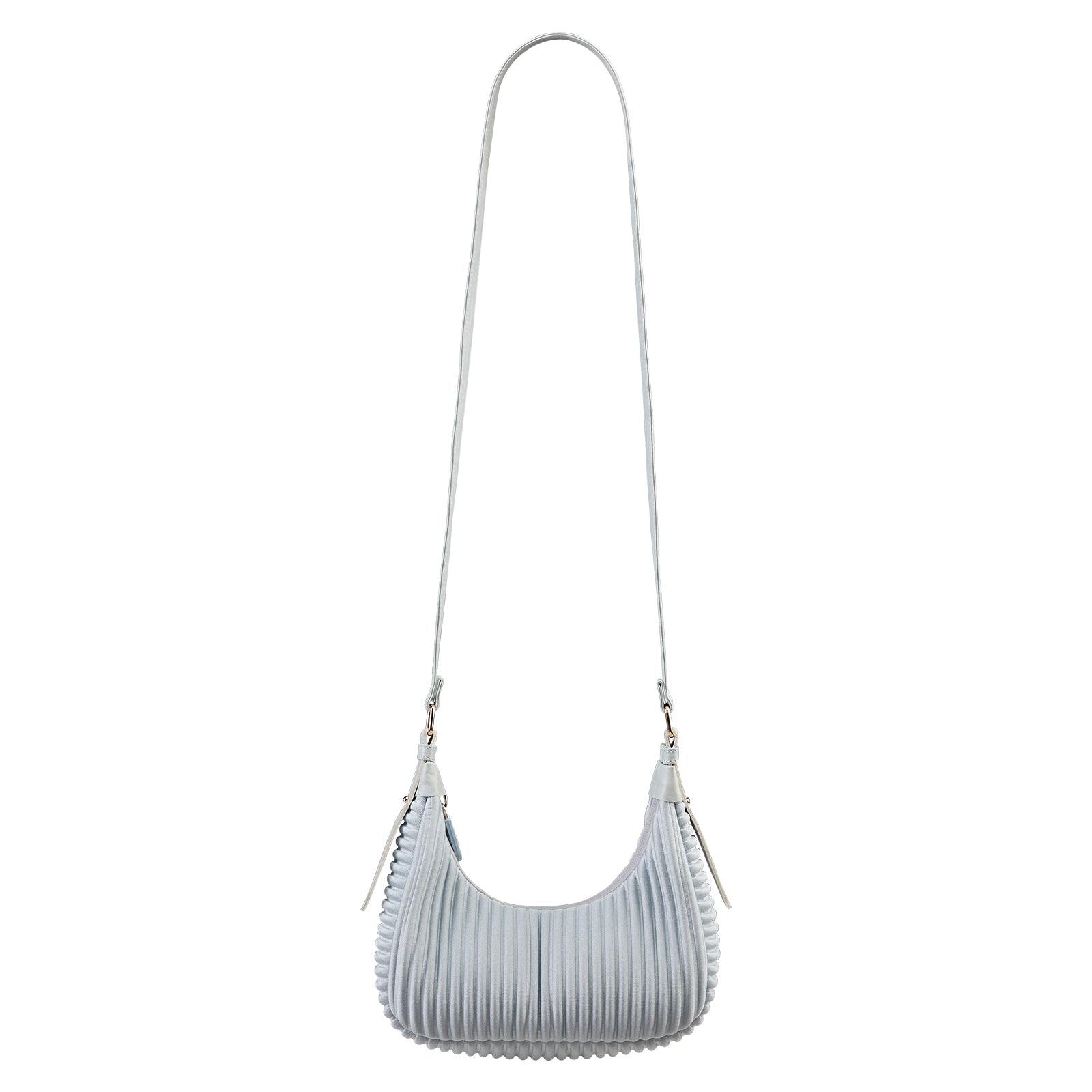 NOHOO Wholesale Vertical Pleated Crescent Bags Black Textured Crossbody Bags Custom Logo Accepted for Boutiques