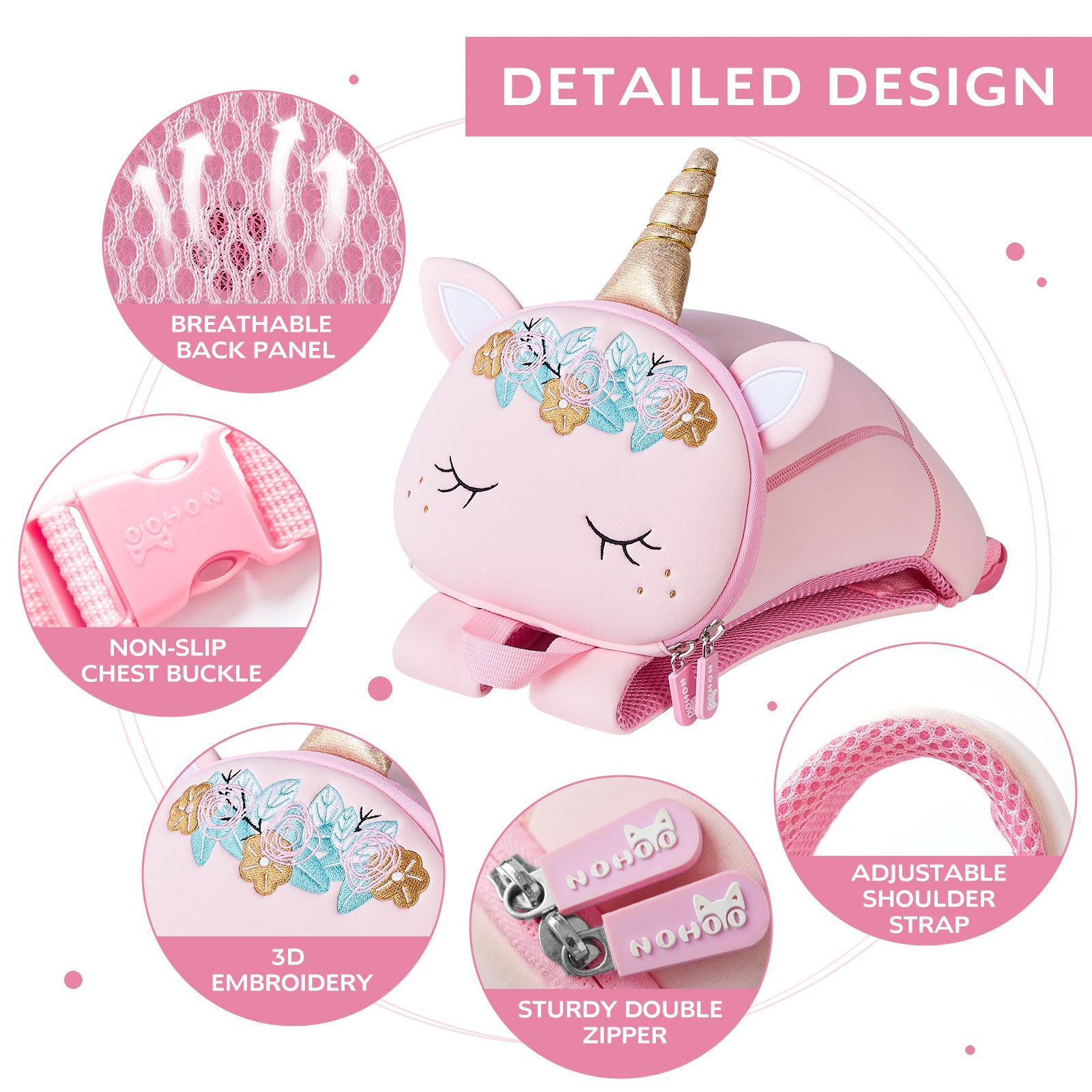 Nohoo Anti-lost Premium Quality School Bag Children Unicorn Style Ages 2 Years Old Above Cheapest School Bags Children Backpack