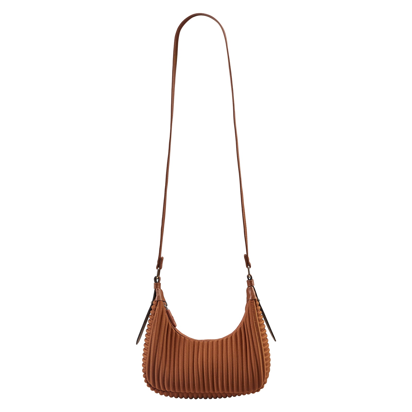 NOHOO Wholesale Vertical Pleated Crescent Bags Black Textured Crossbody Bags Custom Logo Accepted for Boutiques