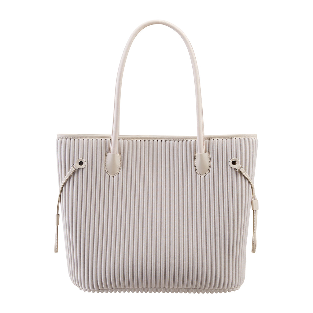 ONIMALS Women's Tote Bag Vertical Pleated Texture with Decorative Drawstring Large Capacity Shoulder Bag Custom Logo Accepted