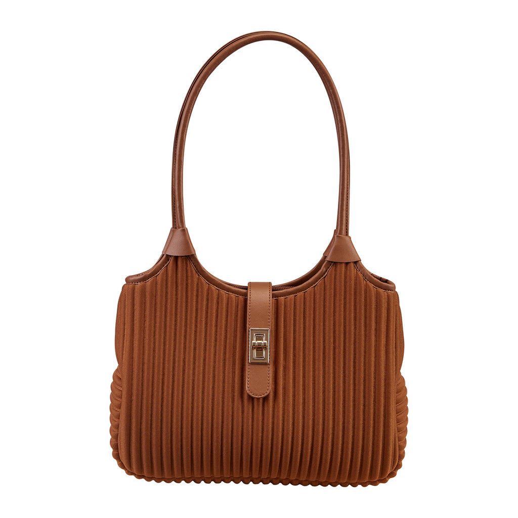 ONIMALS Minimalist Pleated Shoulder Bag Solid Light Blue Hobo Handbag with Lock Closure Quality Craftsmanship Bag