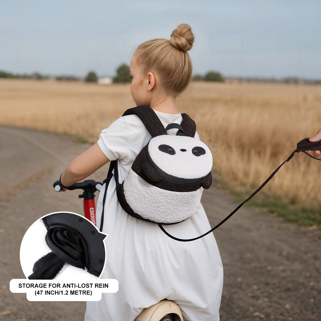NOHOO New Trendy Plush Faux Fur Girls' School Bag Children's Backpack Cute Panda Plush Backpack