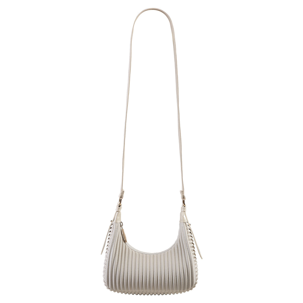 NOHOO Wholesale Vertical Pleated Crescent Bags Black Textured Crossbody Bags Custom Logo Accepted for Boutiques