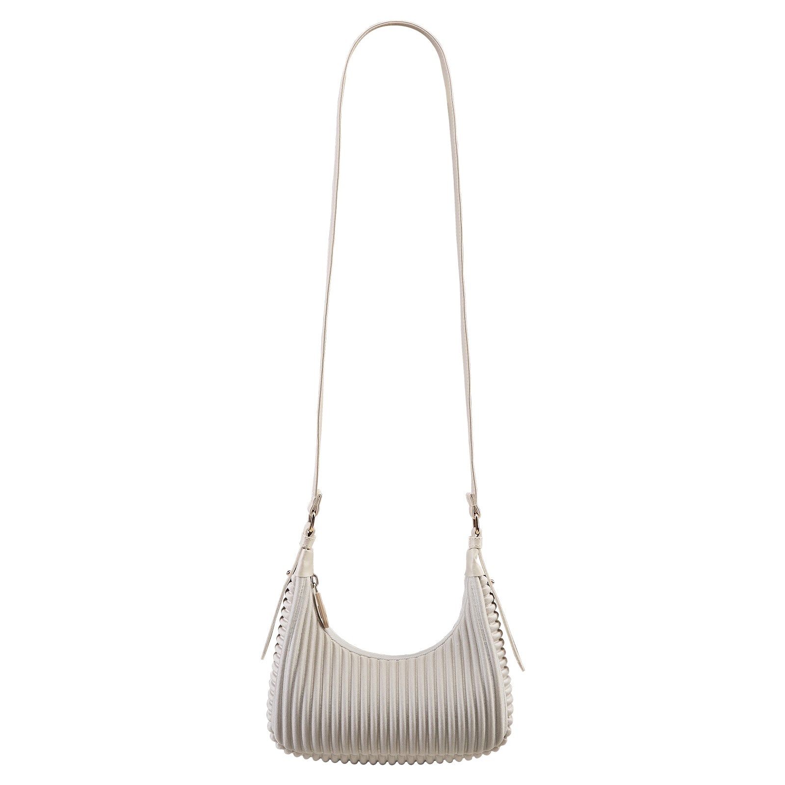 NOHOO Wholesale Vertical Pleated Crescent Bags Black Textured Crossbody Bags Custom Logo Accepted for Boutiques