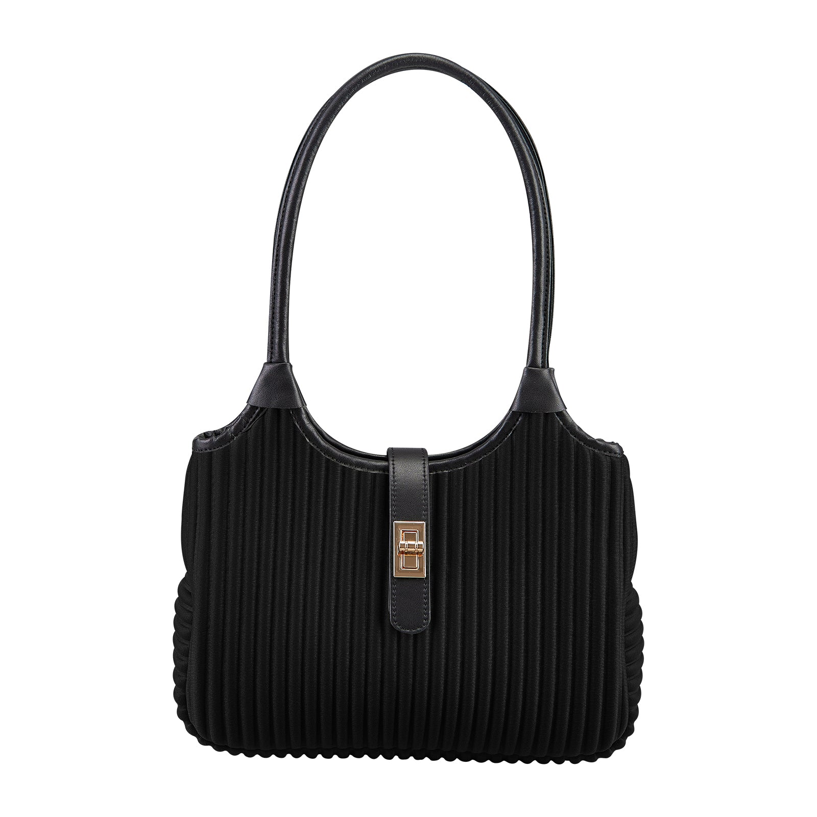 ONIMALS Minimalist Pleated Shoulder Bag Solid Light Blue Hobo Handbag with Lock Closure Quality Craftsmanship Bag