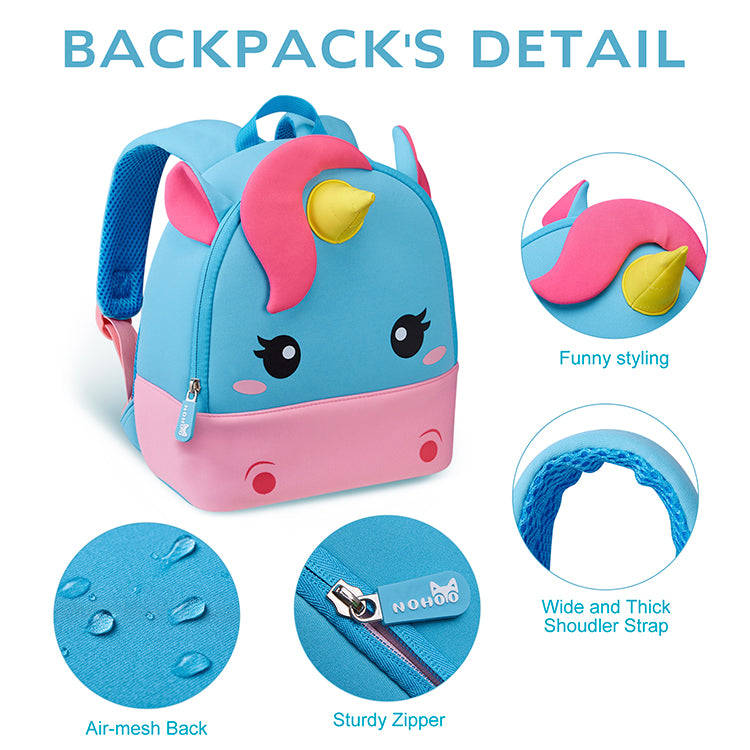 NOHOO Wholesale Price Kids Backpack with Cartoon Bags Style  Adjustable Straps Child Unicorn Bag