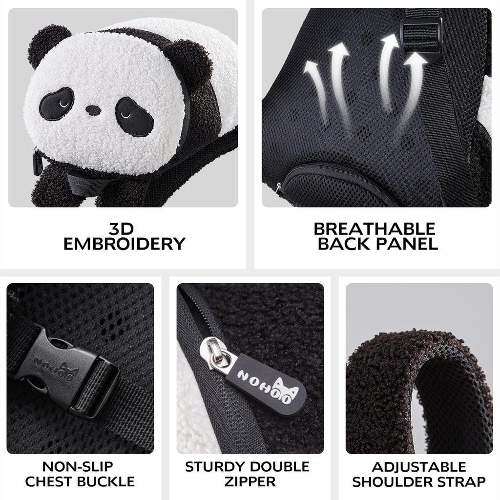 NOHOO New Trendy Plush Faux Fur Girls' School Bag Children's Backpack Cute Panda Plush Backpack