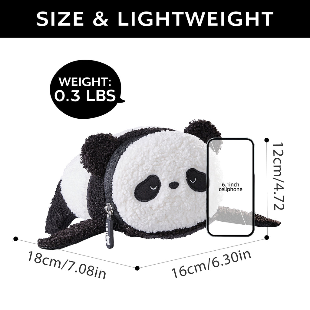 NOHOO New Panda 3D Fanny Pack Waist Bag for Ages 2 Years Above Children Pocket Chest Bag Baby Crossbody Kids Bag Berber Fleece