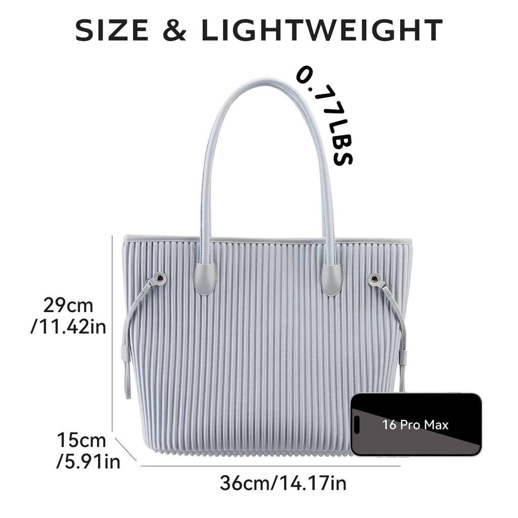 ONIMALS Women's Tote Bag Vertical Pleated Texture with Decorative Drawstring Large Capacity Shoulder Bag Custom Logo Accepted
