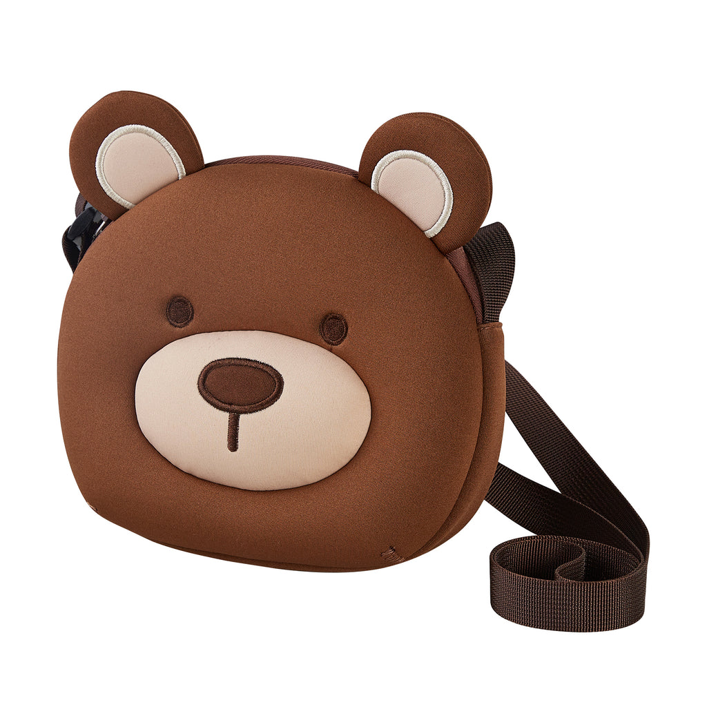 NOHOO Hot Selling 3D Shape Brown Bear Shape Mini Wallet Crossbody Bag for Kids Boys Girls