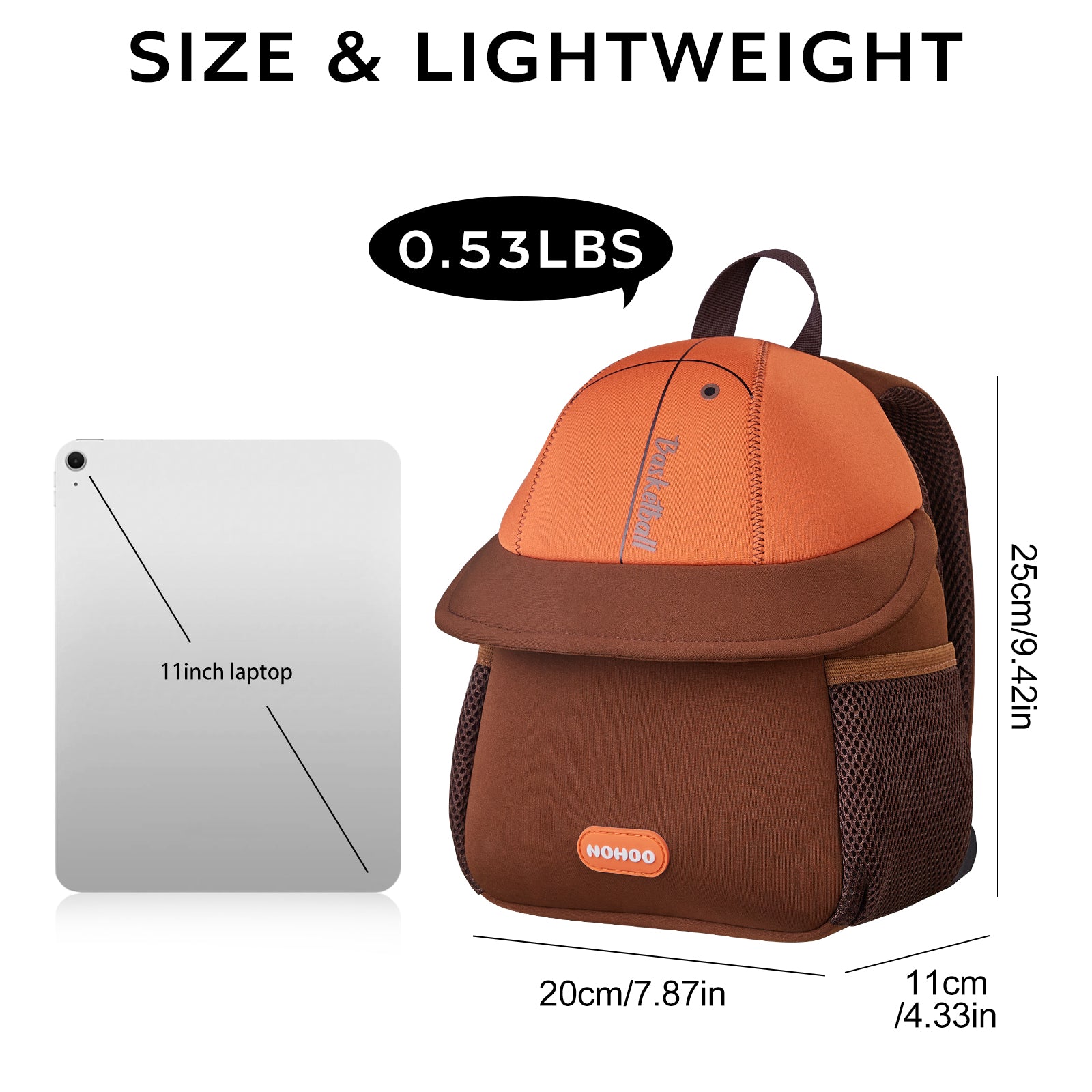 NOHOO 3D Basketball Kids Backpack Cute Sports Toddler School Bag Birthday Gift for Boys