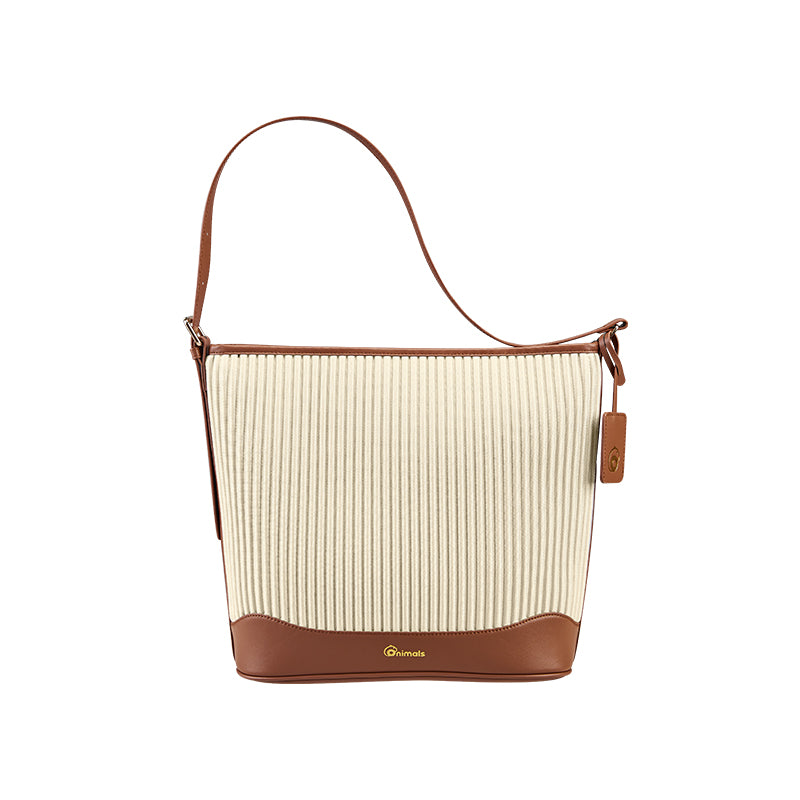 Onimals Wholesale Pleated Hobo Bags Bulk Available Two-Tone Vertical Pleated Shoulder Tote Bags