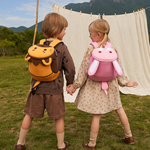 NOHOO High Quality Mini Cute 3D Pink Bunny Kids Backpack with Anti Lost Traction Rope