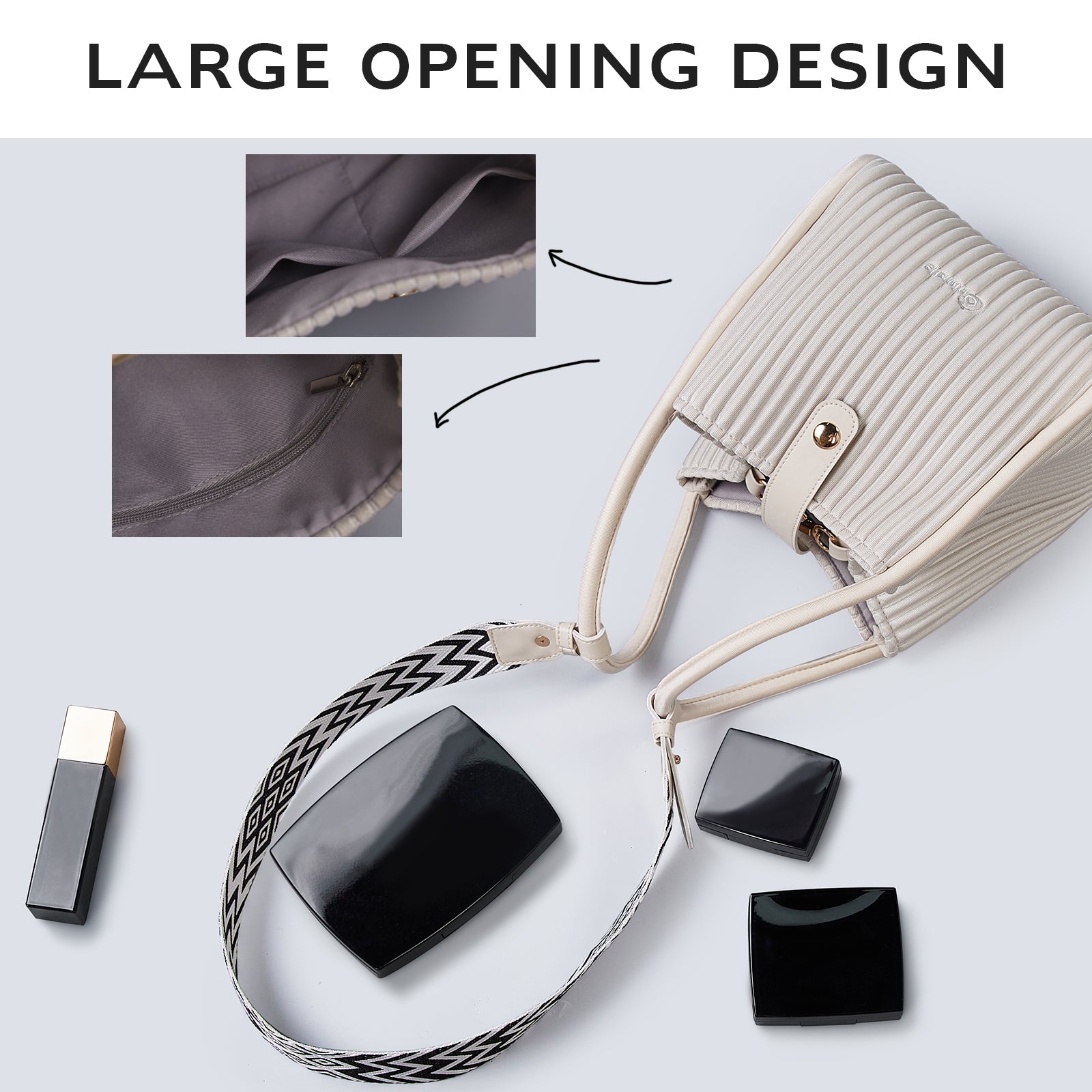 ONIMALS Wholesale Vertical Pleated Bucket Bags Bulk Available 2-Way Convertible Handbags Custom Logo Accepted for Boutiques