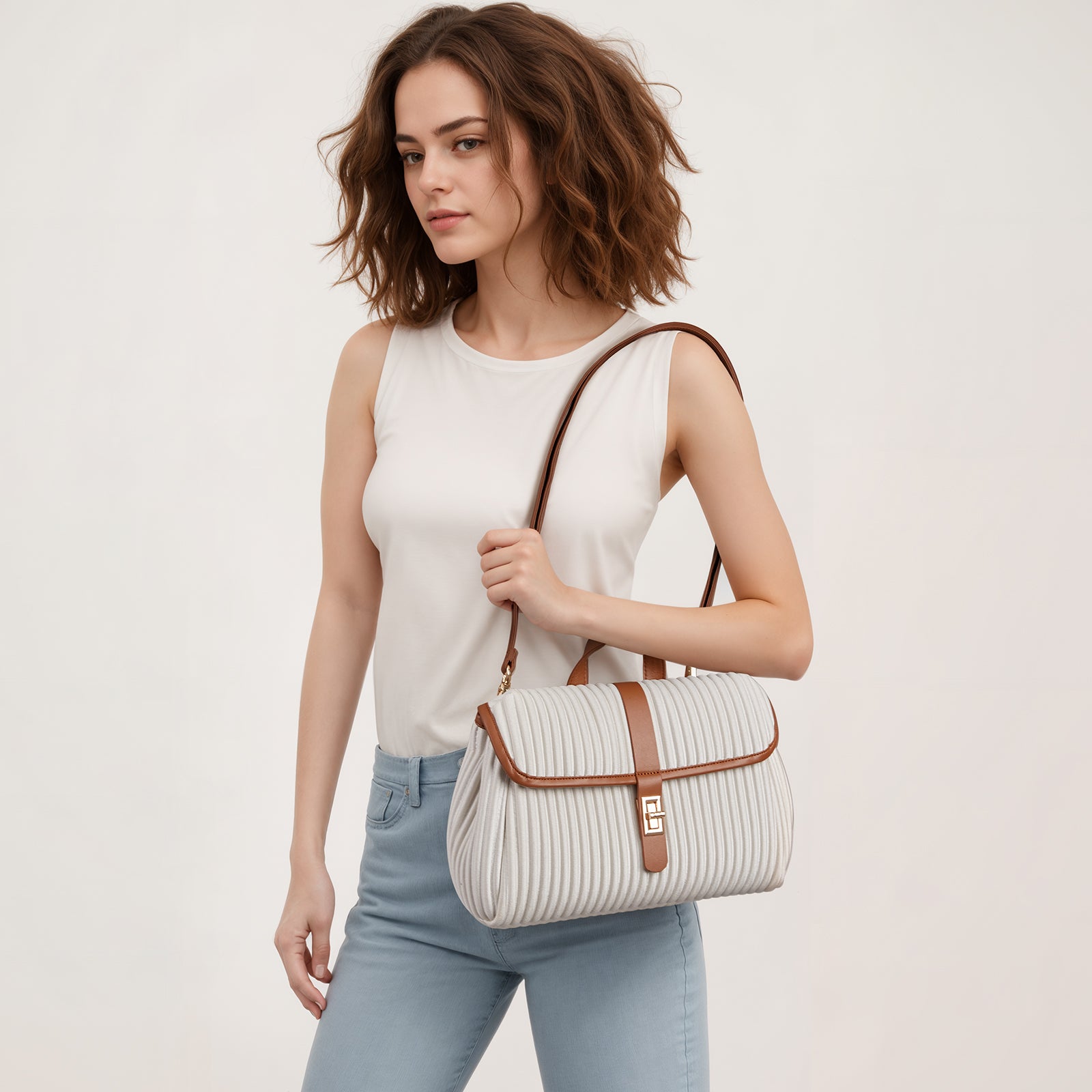 ONIMALS Wholesale Fashion Waterproof Eco-friendly Women Pillow Striped Bag for Daily Use