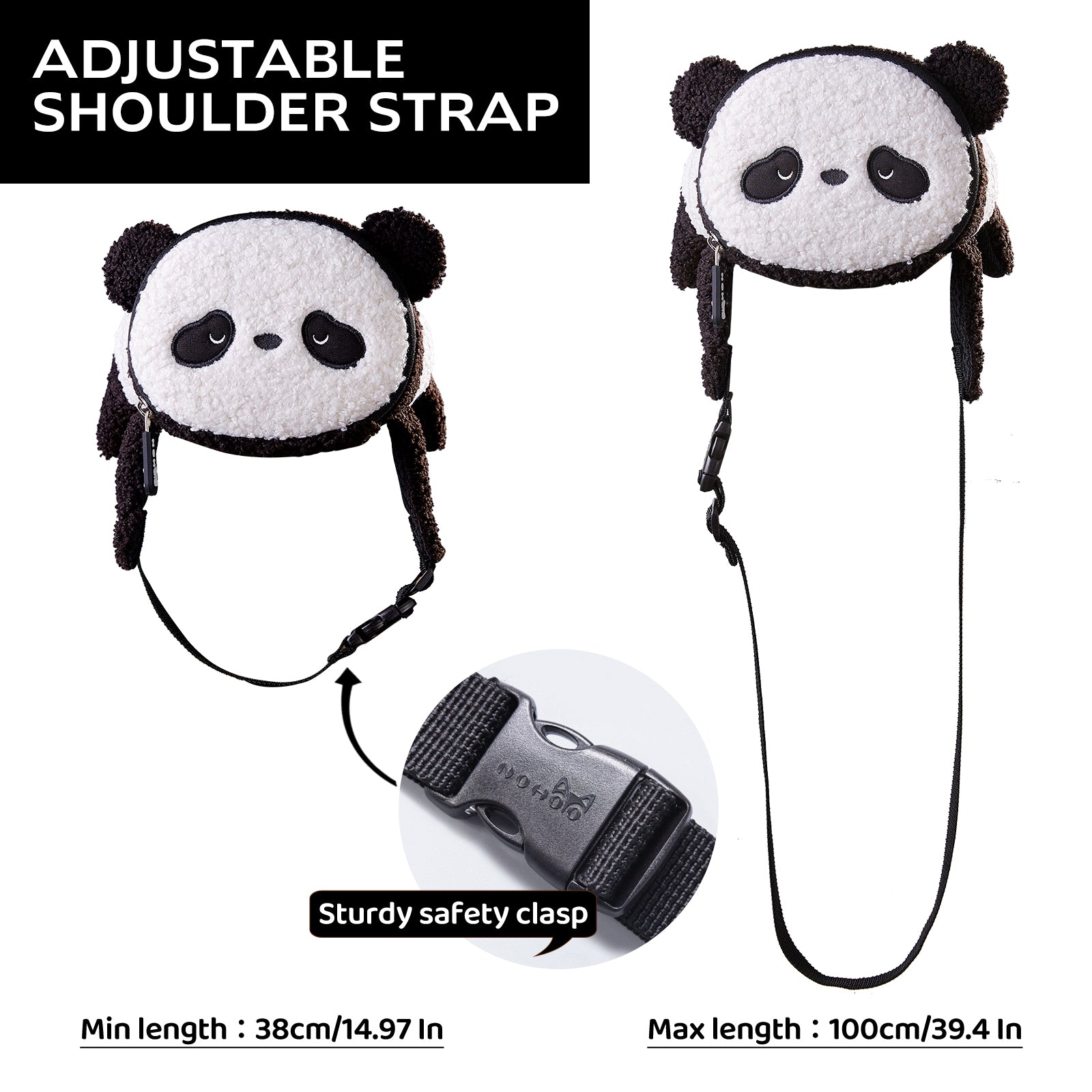 NOHOO New Panda 3D Fanny Pack Waist Bag for Ages 2 Years Above Children Pocket Chest Bag Baby Crossbody Kids Bag Berber Fleece