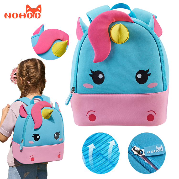 NOHOO Wholesale Price Kids Backpack with Cartoon Bags Style  Adjustable Straps Child Unicorn Bag