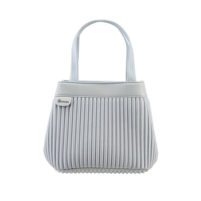 Onimals Timeless Vertical Pleated Tote Bag Luxury Black Textured Hand Bag with Minimalist Design Ideal